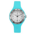 Stainless steel sky blue silicone watches